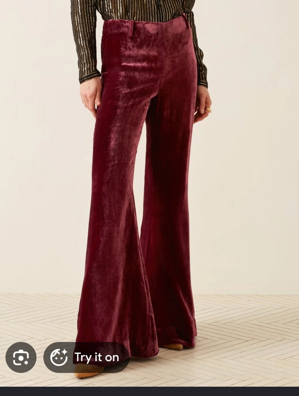 Velvet Flare Pants - Wine